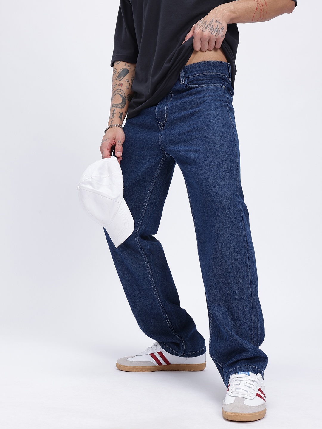 

glitchez Men Street Flow Straight Fit Jeans, Navy blue