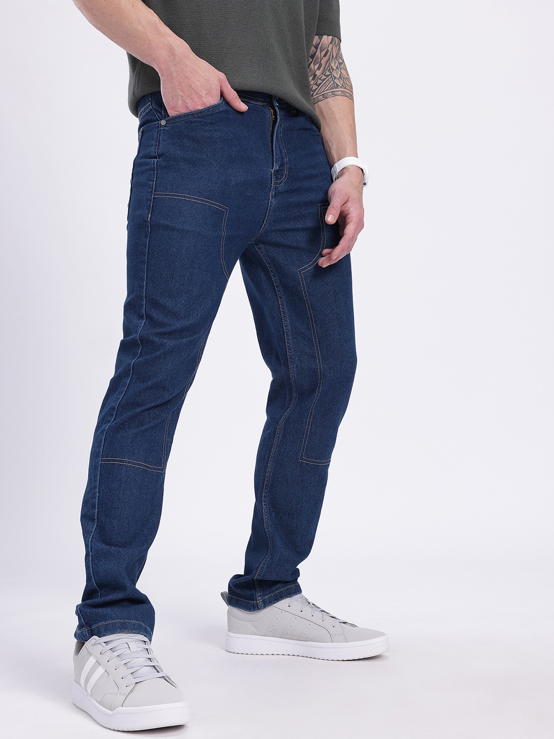 

glitchez Men Vintage Vibes Regular Fit Jeans, Navy blue