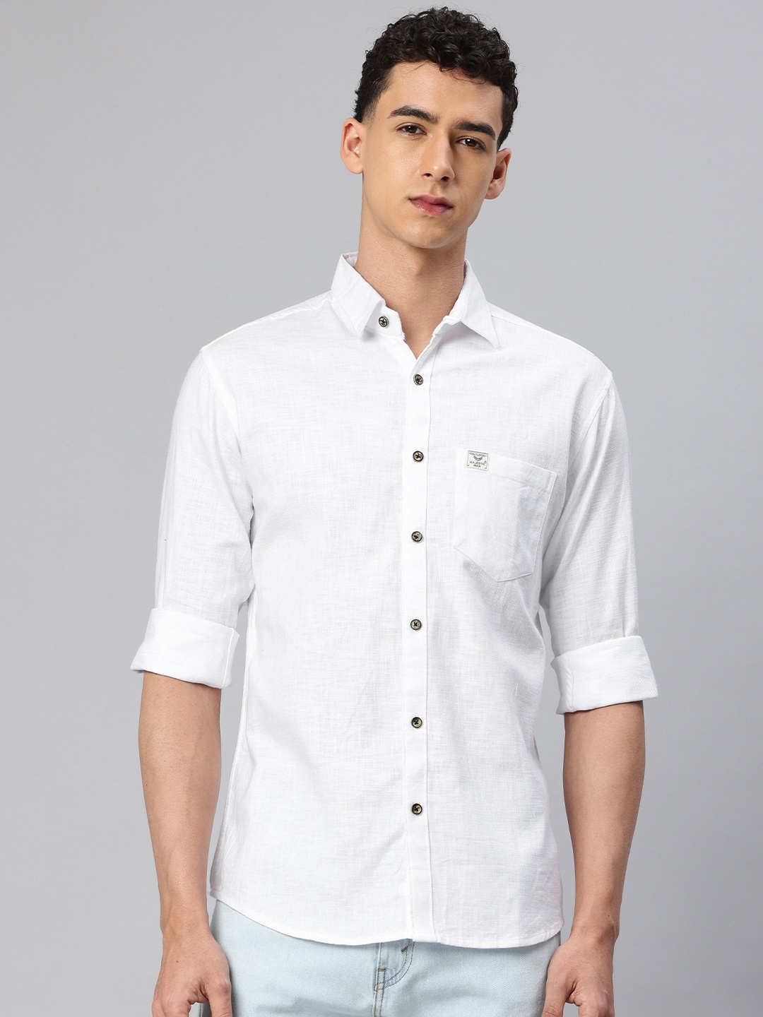 

Majestic Man Pure Cotton Slim Fit Casual Shirt, White