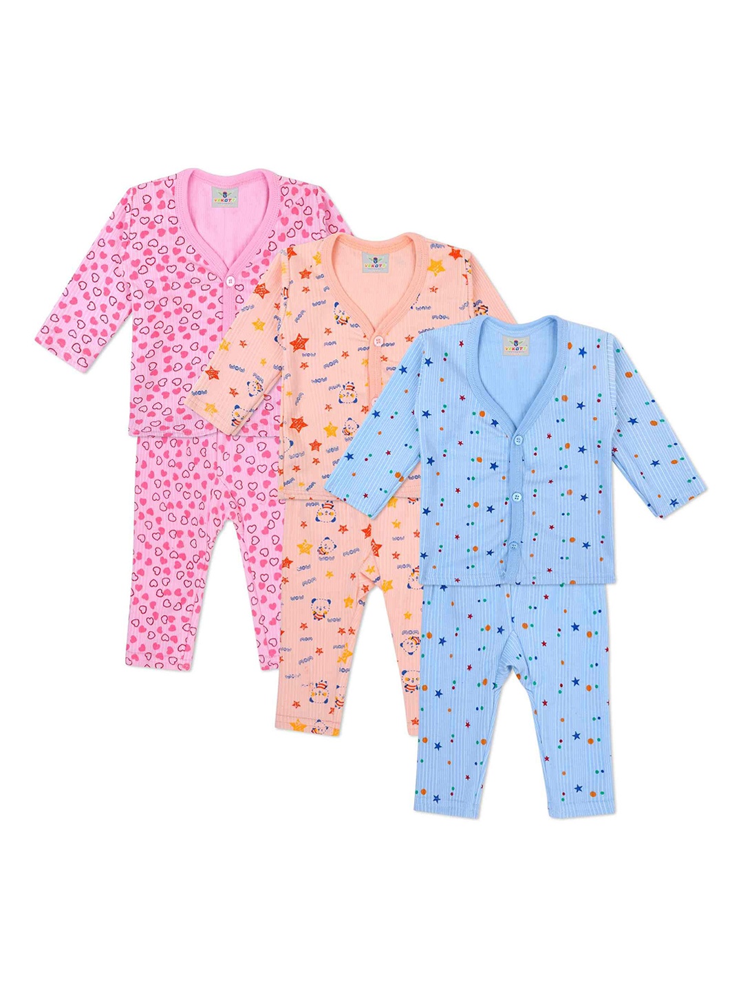 

VEKOTT Kids Pack Of 3 Assorted Printed Cotton Thermal Set