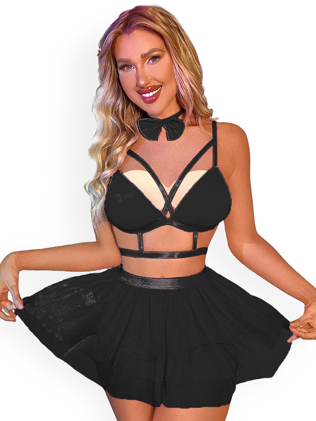 

KRENOZ Net Baby Doll, Black