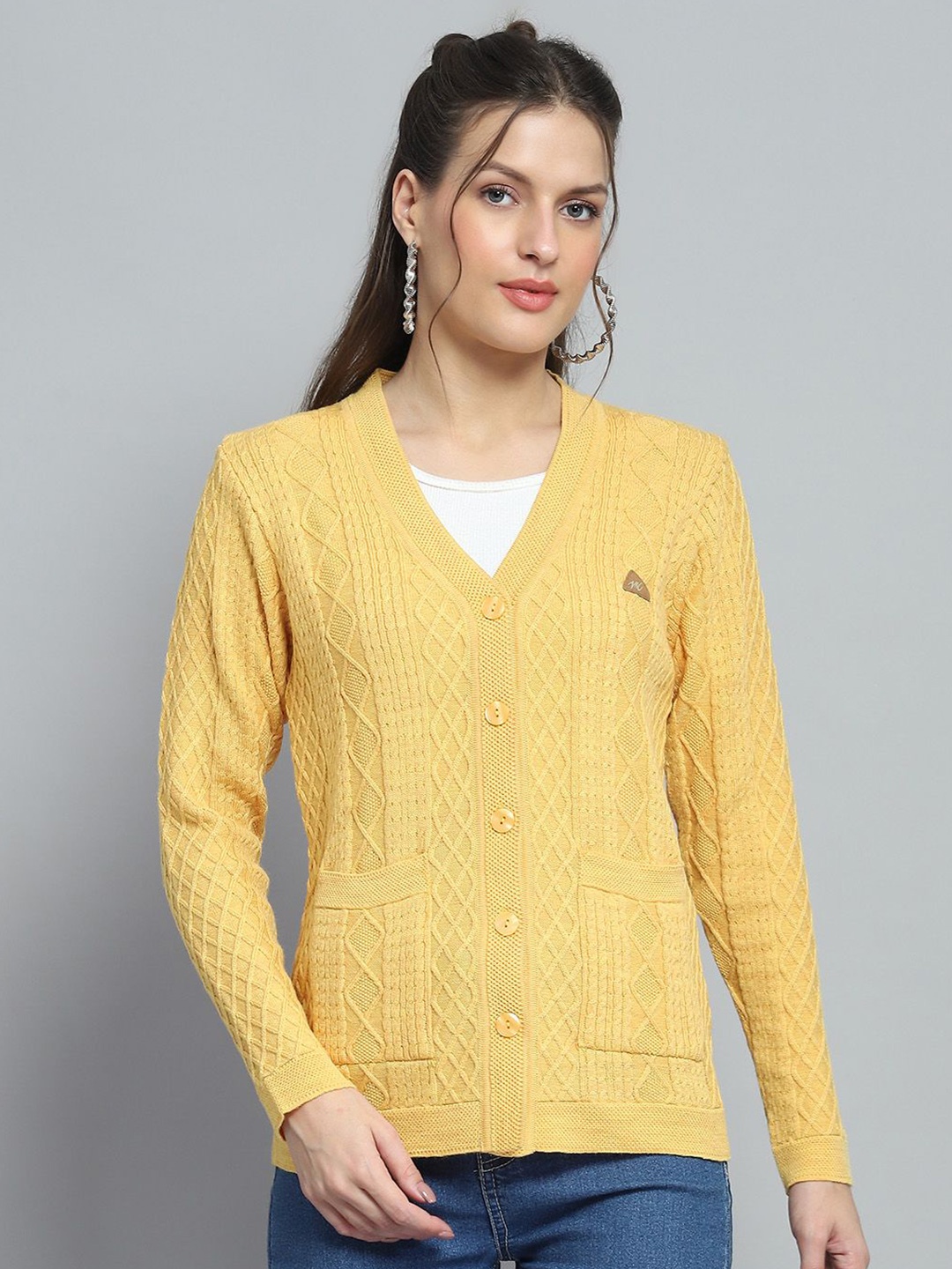 

Monte Carlo Women Cable Knit Woollen, Yellow