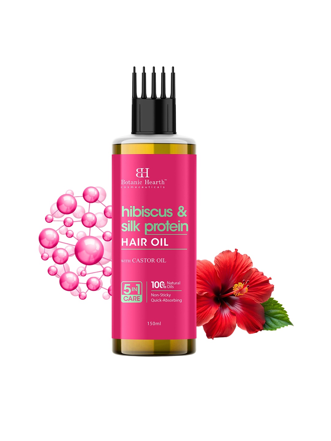 

Botanic Hearth Hibiscus Silk Protein Hair Oil -150 ml, Pink