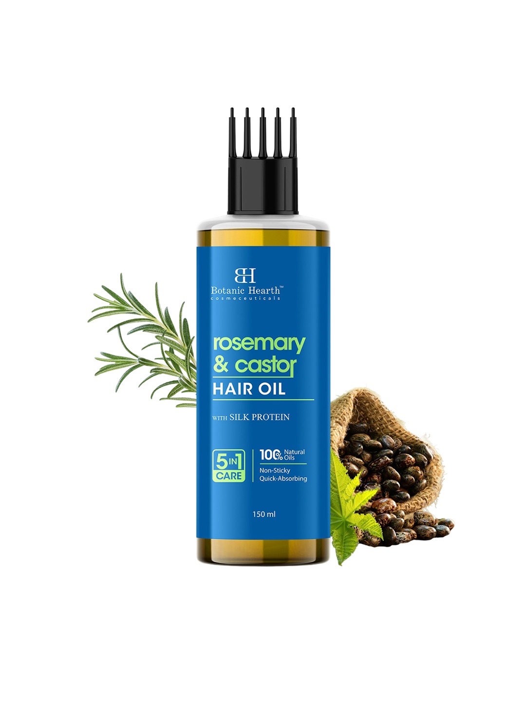 

Botanic Hearth Rosemary & Castor Hair Oil With Silk Protein - 150 ml, Navy blue