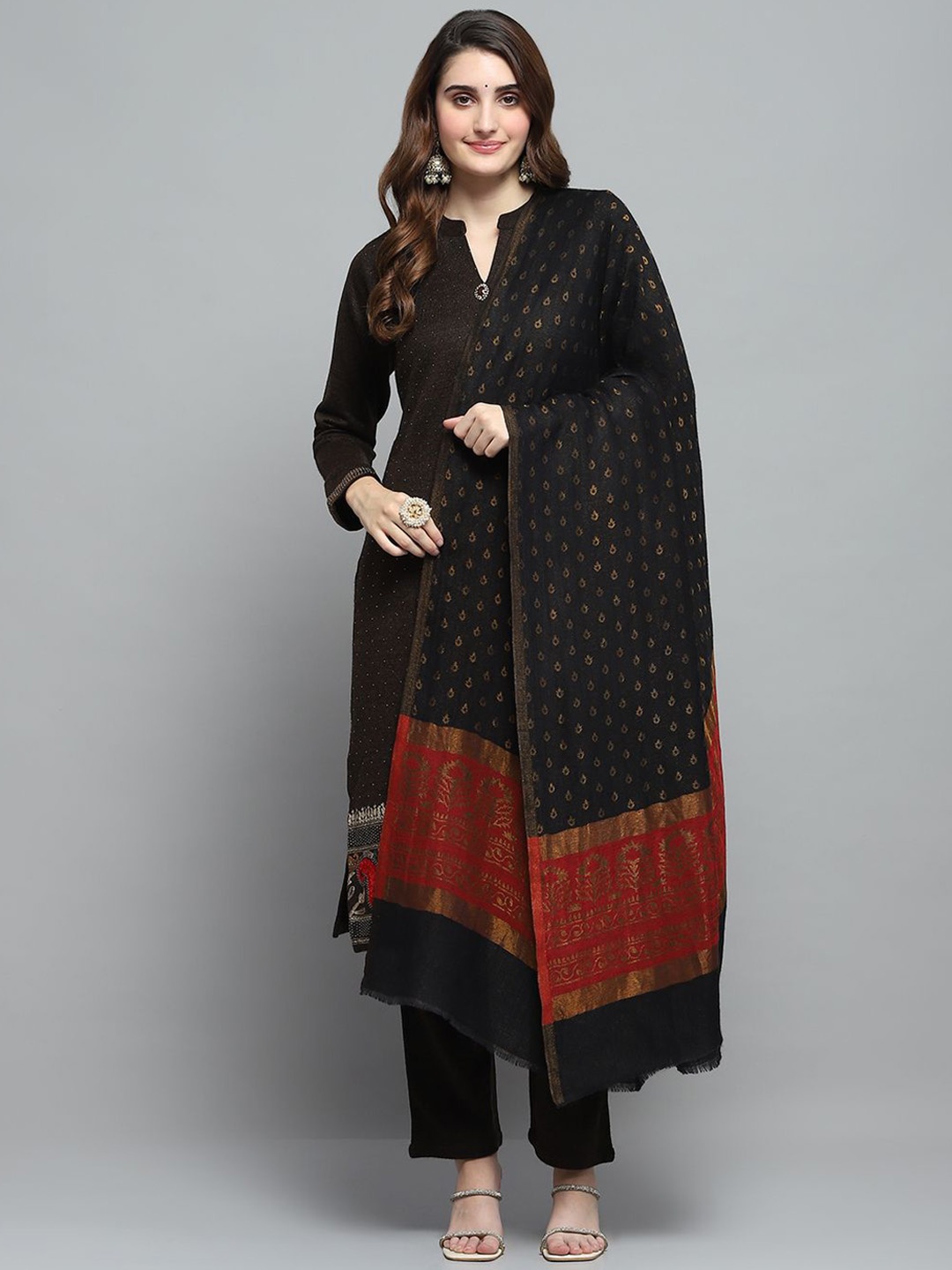 

Monte Carlo Floral Printed Shawl, Black