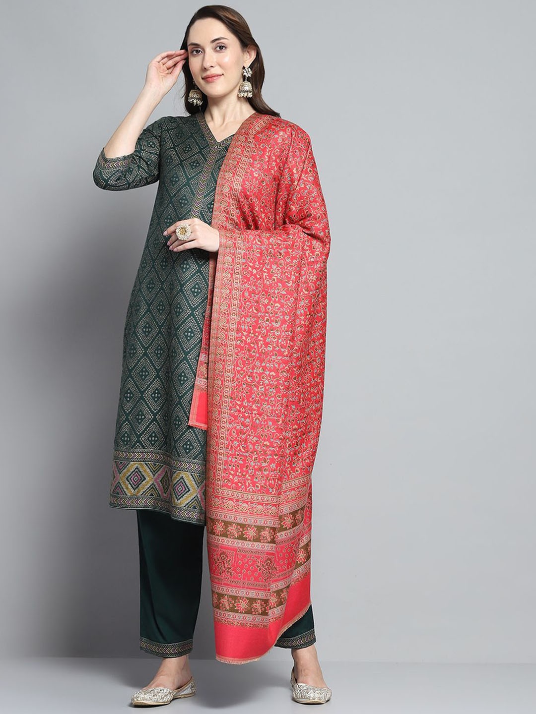 

Monte Carlo Floral Woven Design Shawl, Red