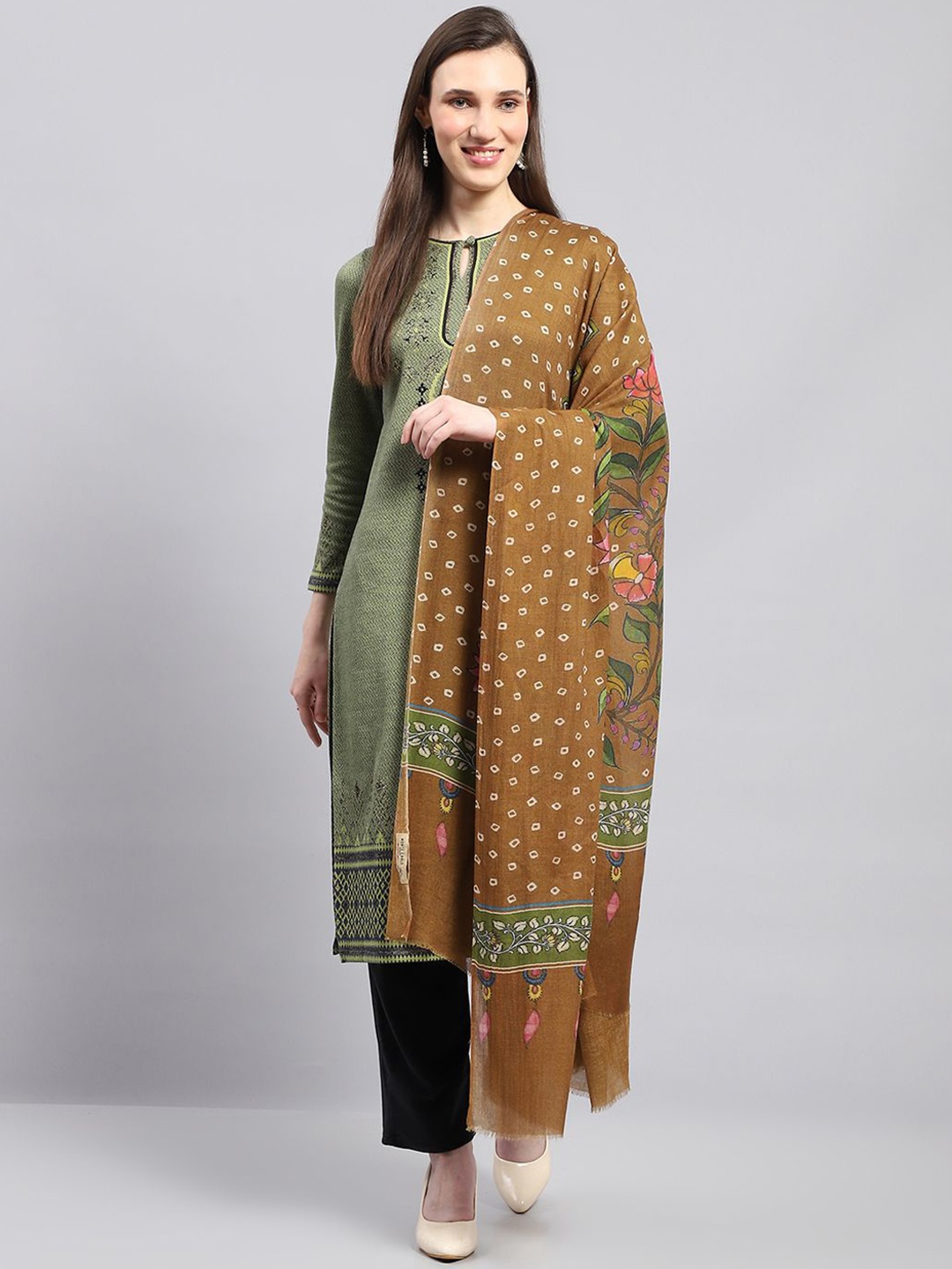 

Monte Carlo Women Floral Printed Shawl, Brown