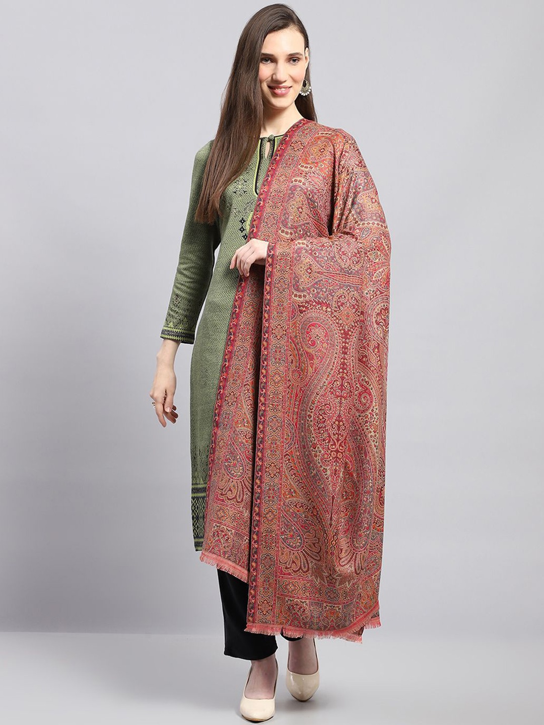 

Monte Carlo Women Paisley Woven Design Acrylic Shawl, Brown