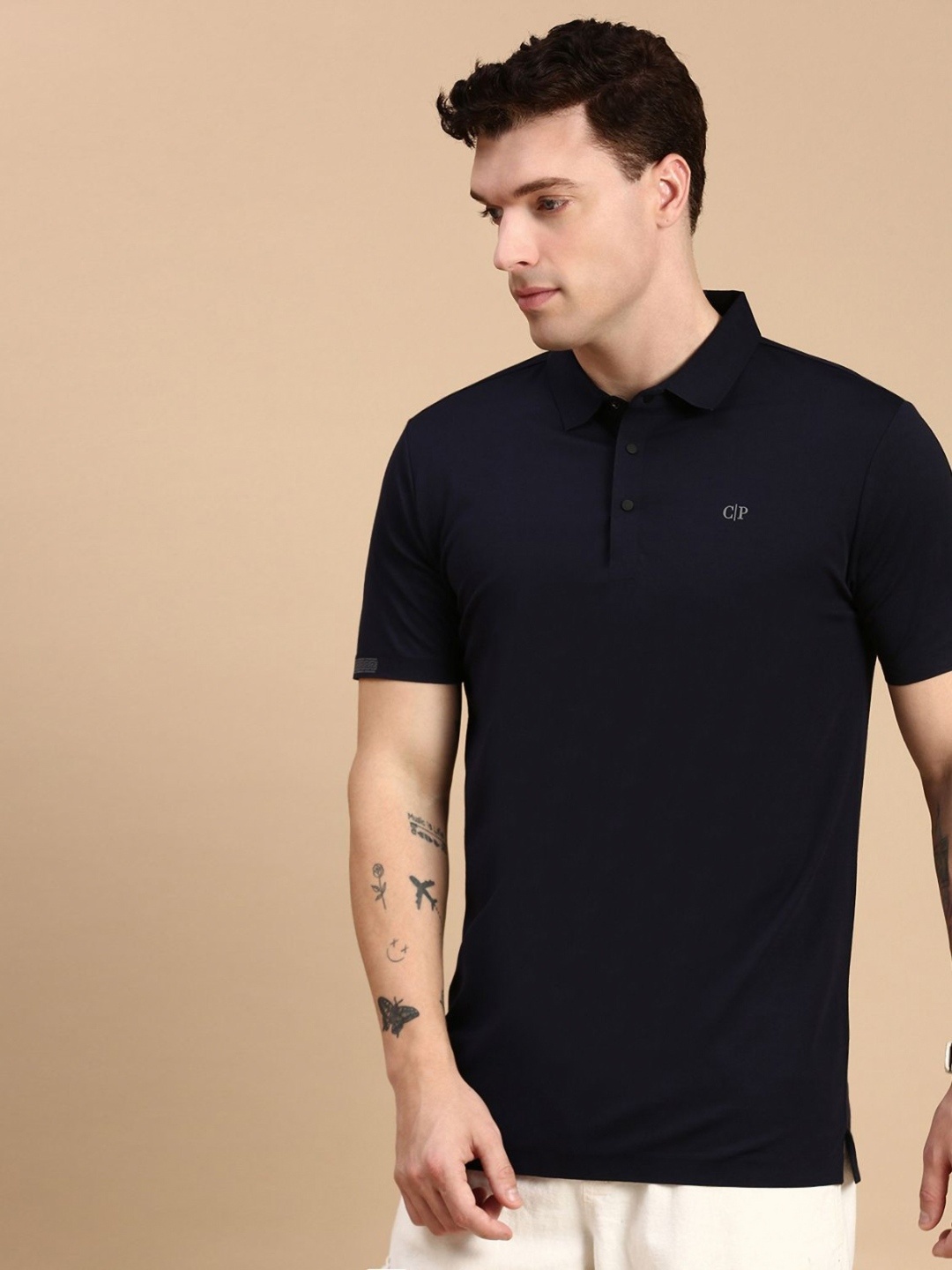 

Classic Polo Men Solid Polo Collar Cotton Slim Fit T-shirt, Navy blue