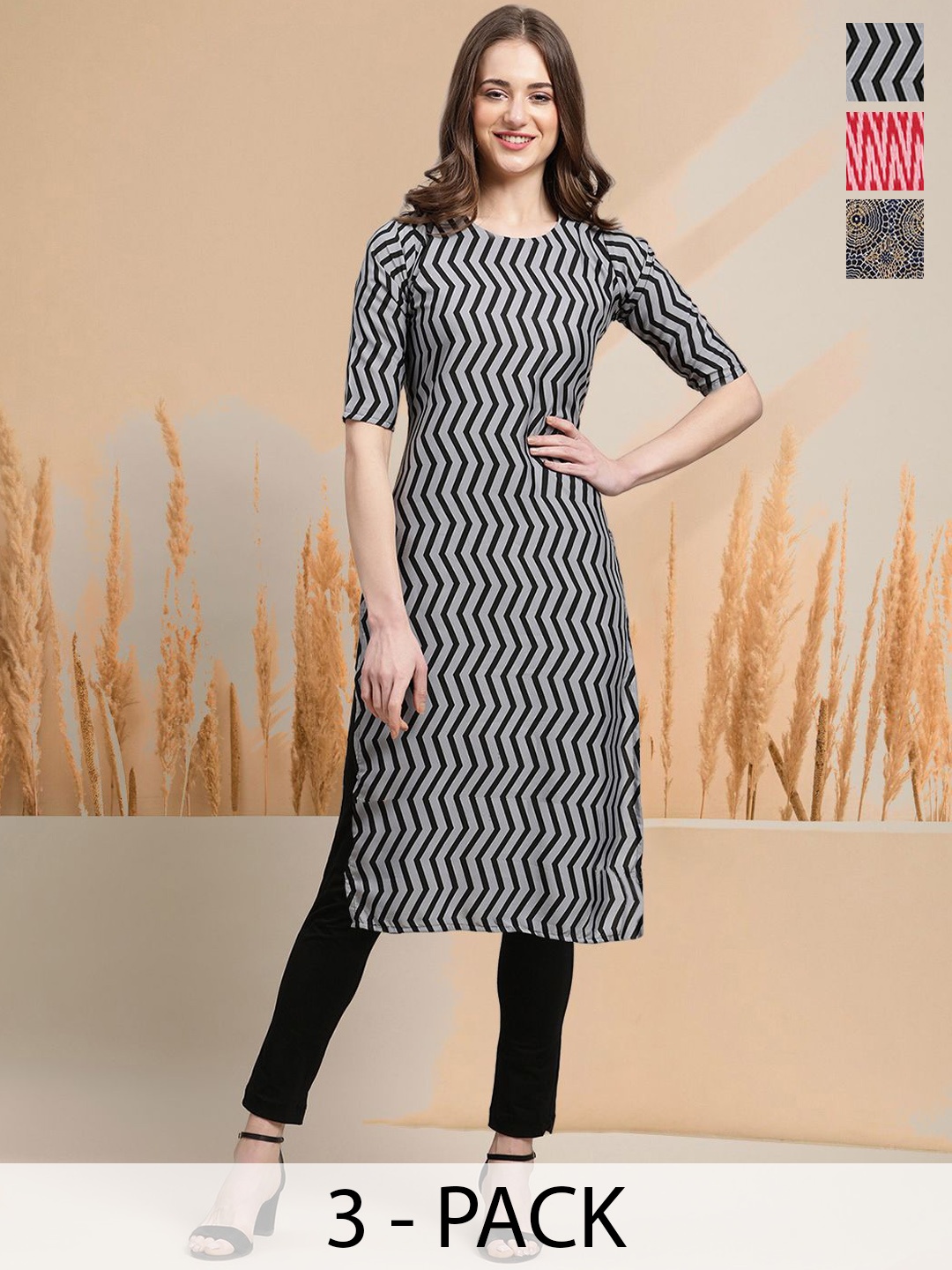 

7Threads Women Ethnic Motifs Printed Sequinned Floral Crepe Kurta, Multi