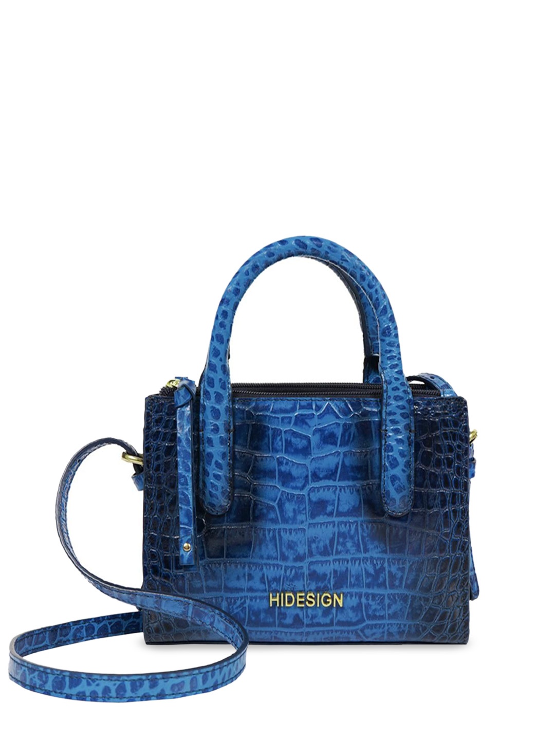 

Hidesign Women Textured Shopper Leather Handheld Bag, Blue
