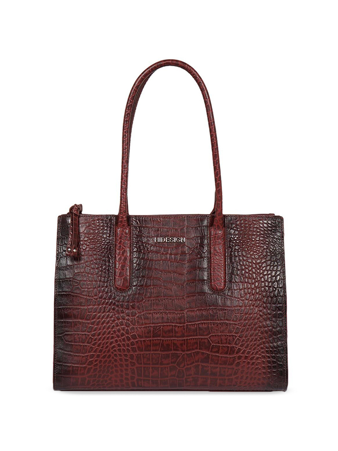 

Hidesign Women Textured Structured Leather Shoulder Bag, Maroon