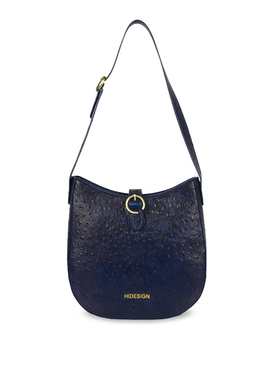 

Hidesign Women Textured Half Moon Leather Hobo Bag, Blue