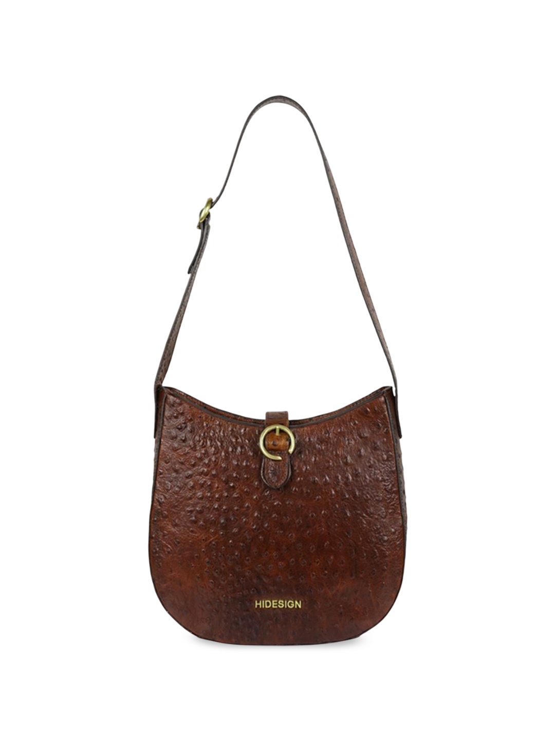 

Hidesign Women Textured Half Moon Leather Hobo Bag, Brown