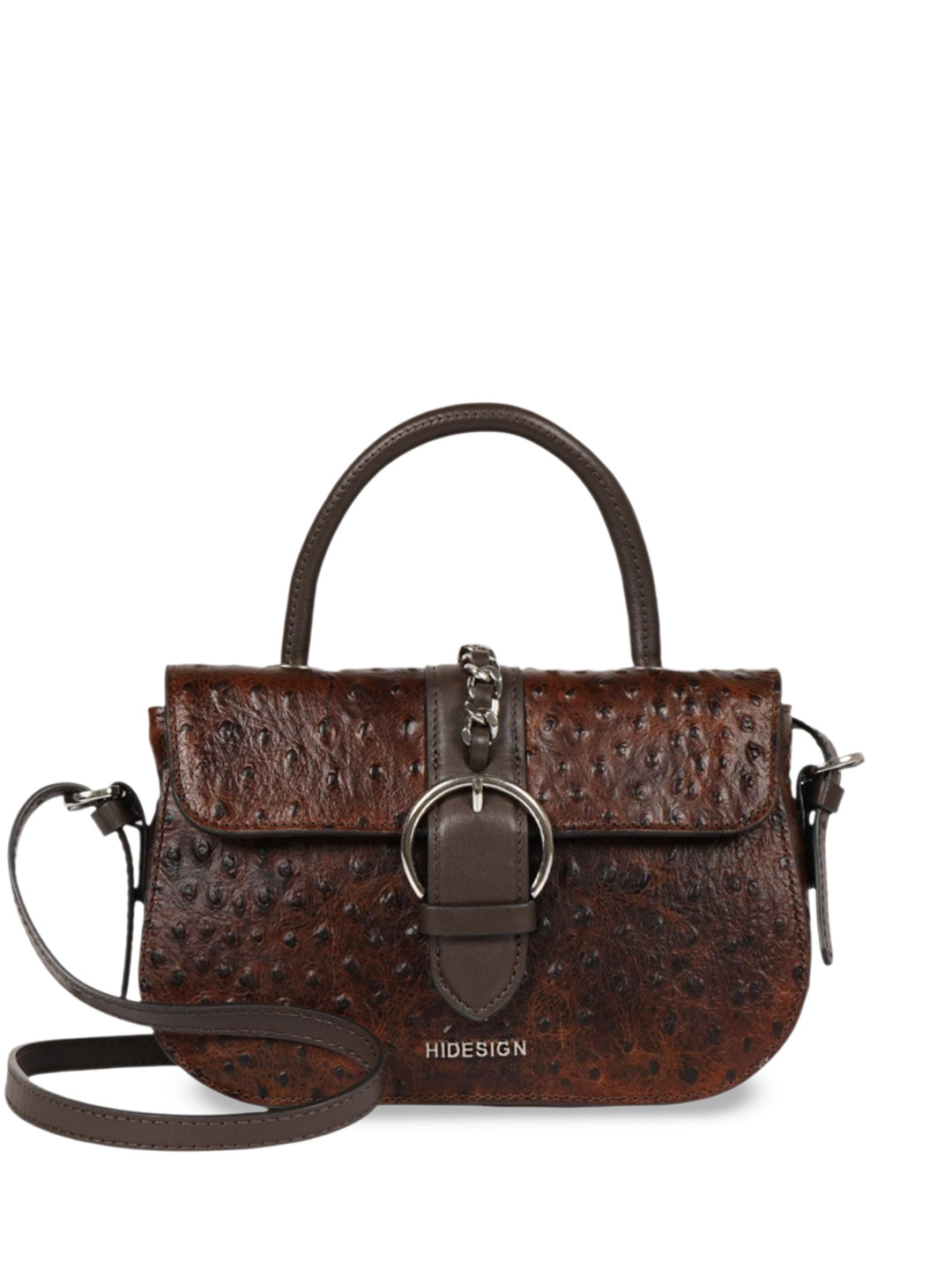 

Hidesign Women Textured Structured Leather Handheld Bag, Maroon