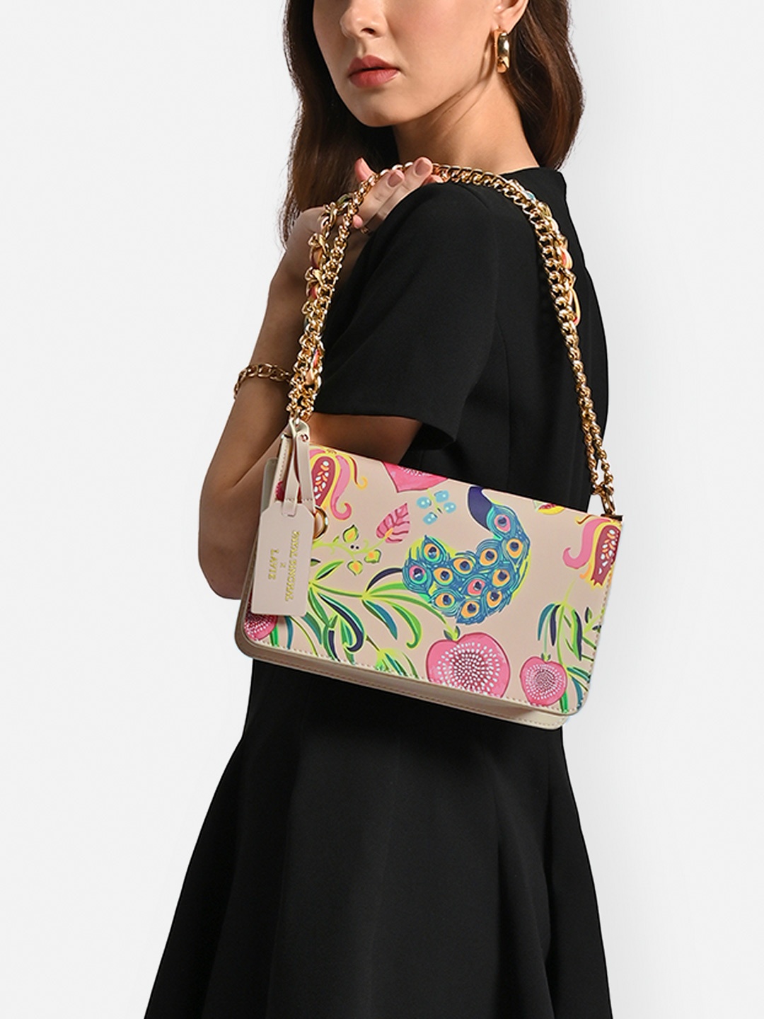 

Lavie X Payal Singhal Limited Edition Anarmor Flap Sling bag, Beige