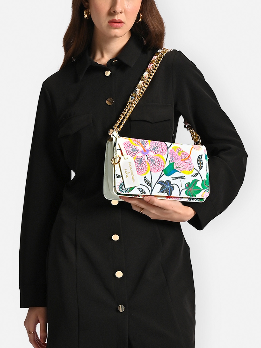 

Lavie X Payal Singhal Limited Edition Abutilon Flap Sling bag, White