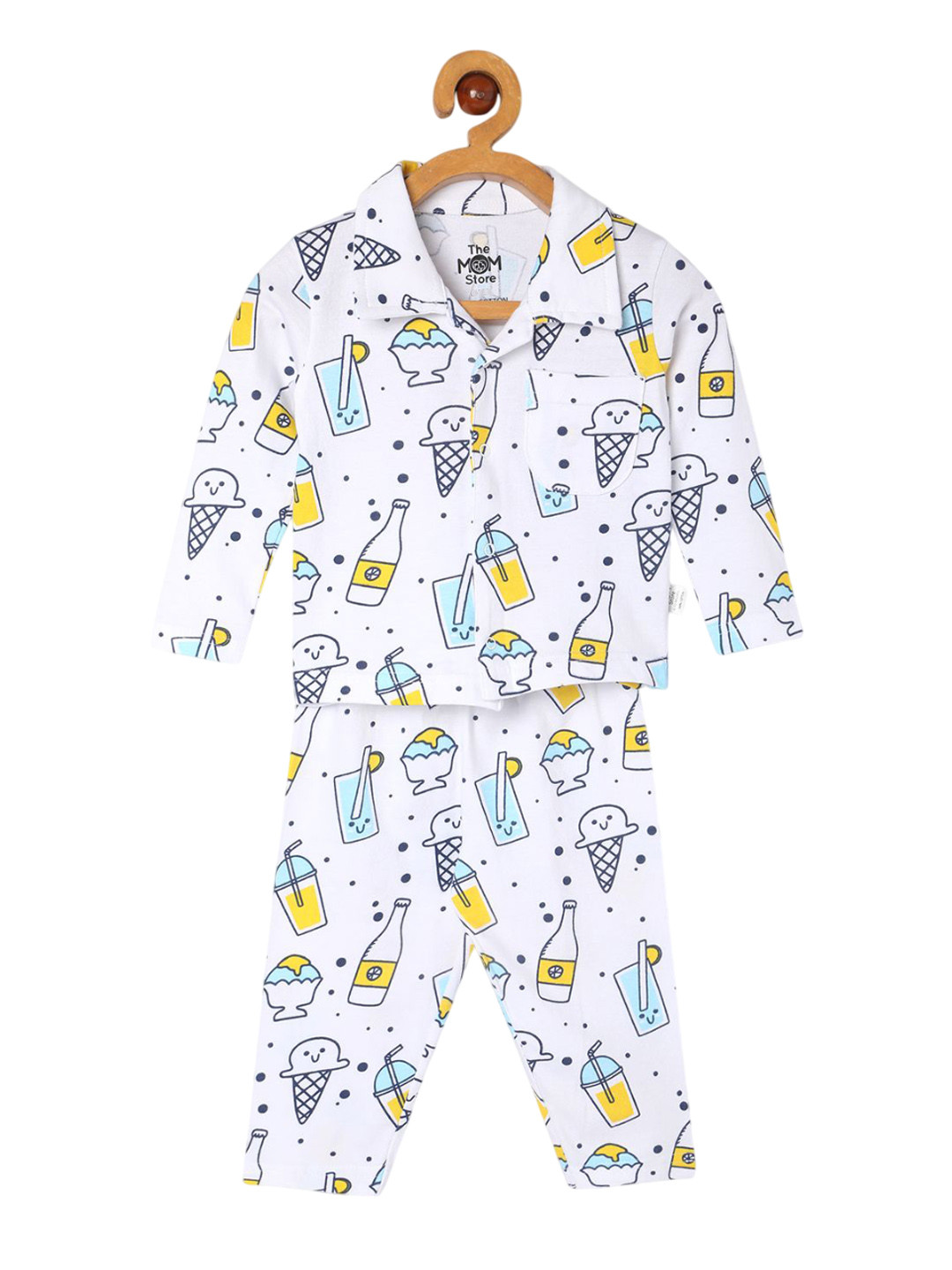 

The Mom Store Unisex Kids Printed Night suit, White