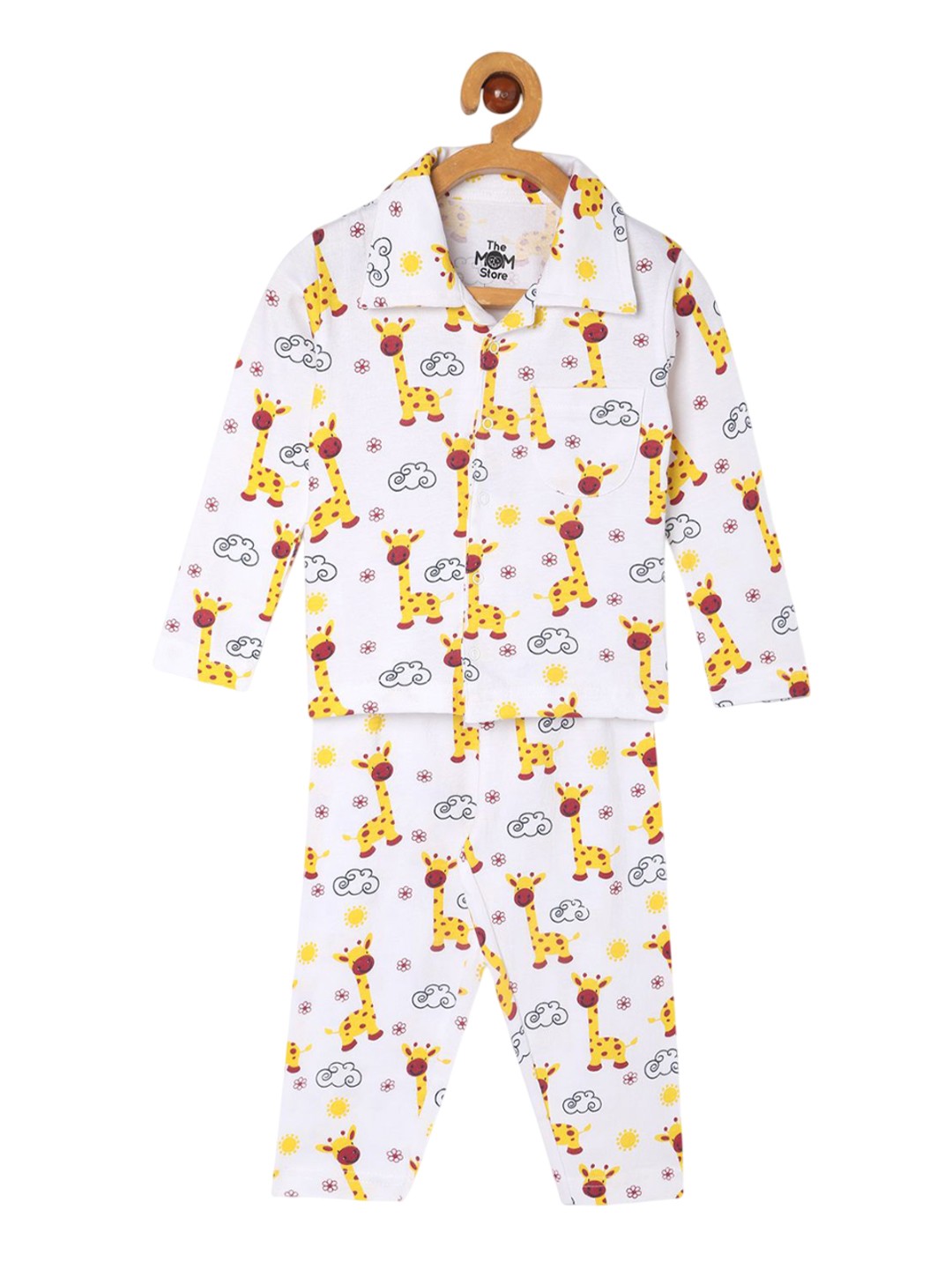 

The Mom Store Unisex Kids Printed Night suit, White