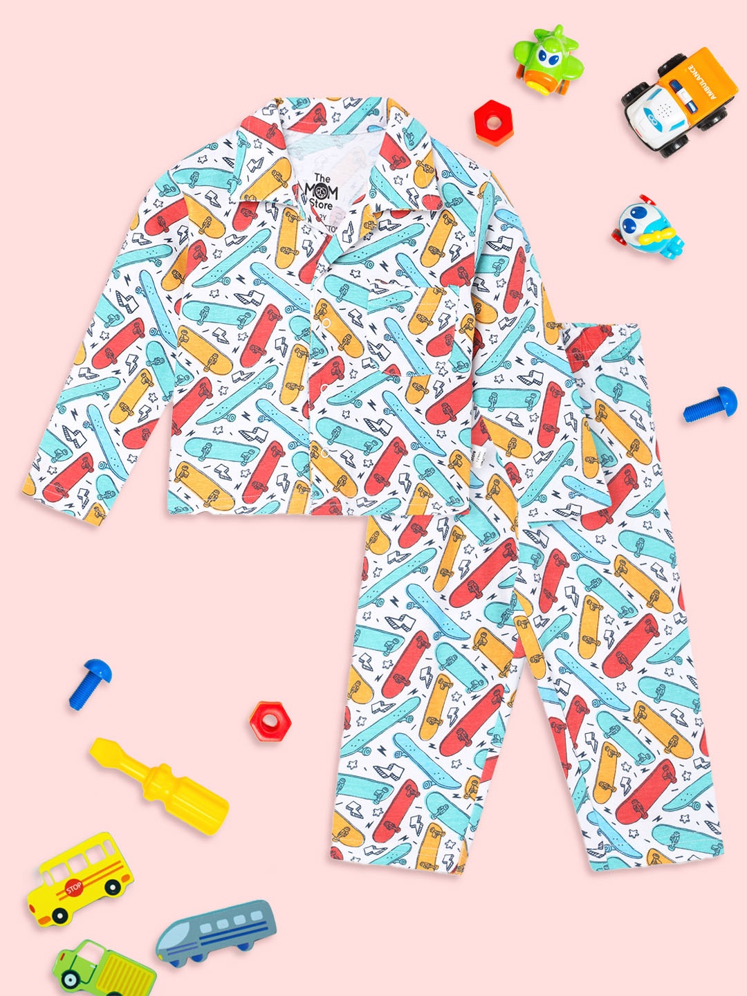 

The Mom Store Unisex Kids Printed Night suit, White