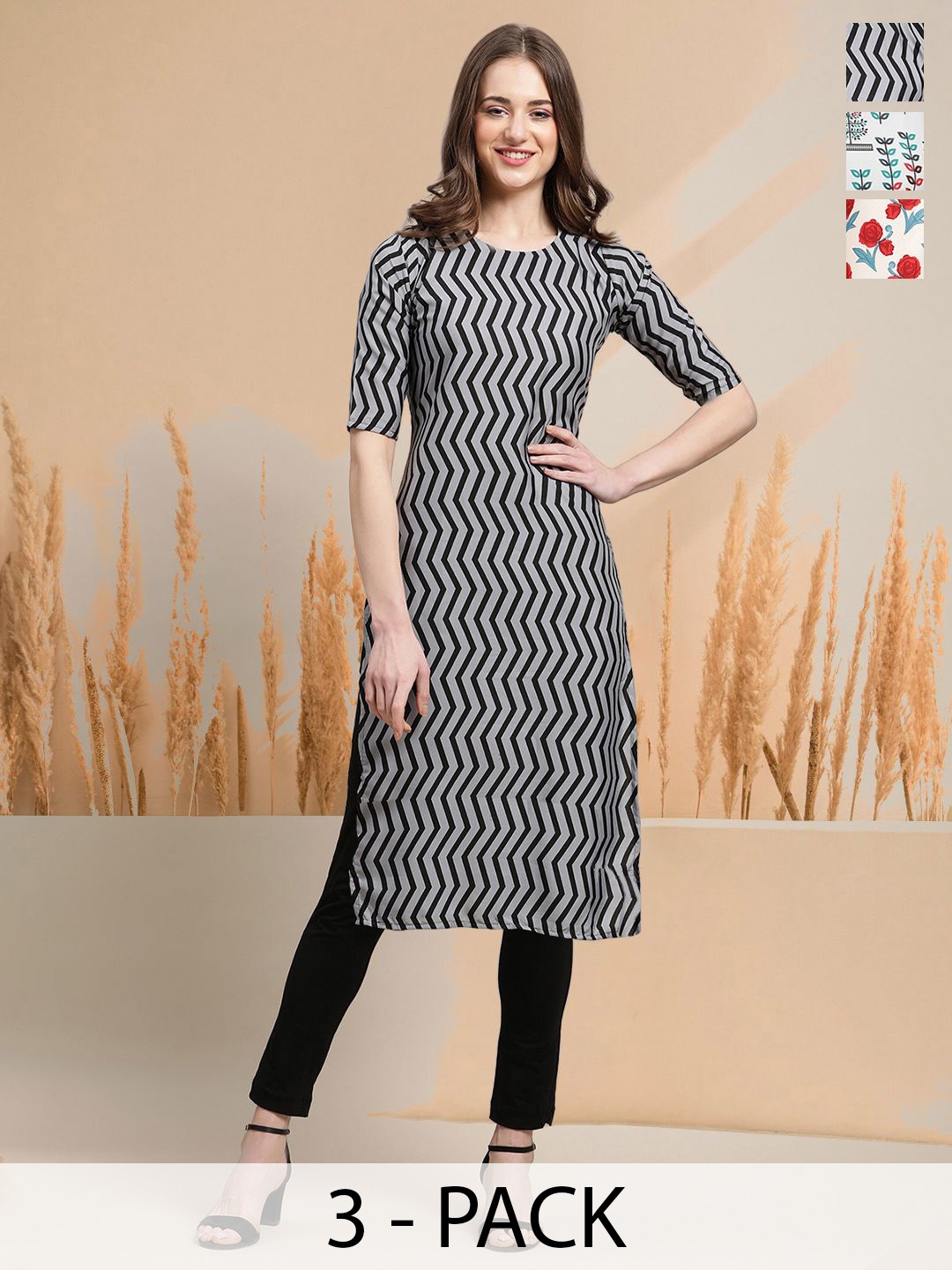

7Threads Women Ethnic Motifs Printed Floral Crepe Kurta, Multi