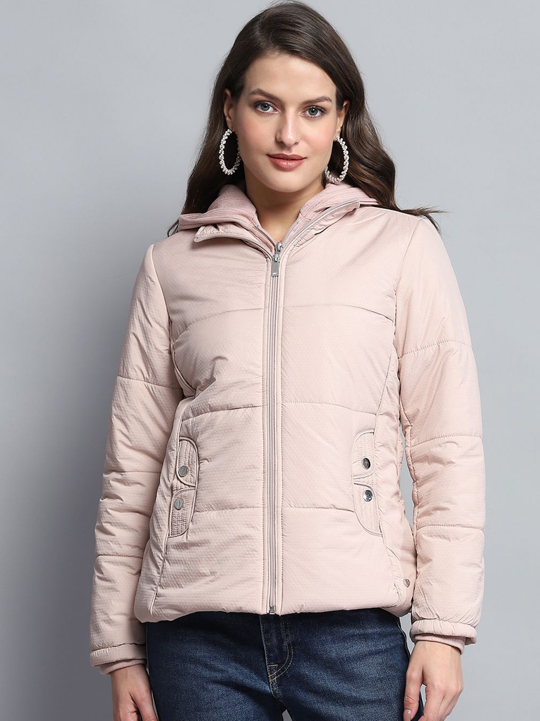 

Monte Carlo Women Hooded Solid Casual Padded Lightweight Jacket, Pink