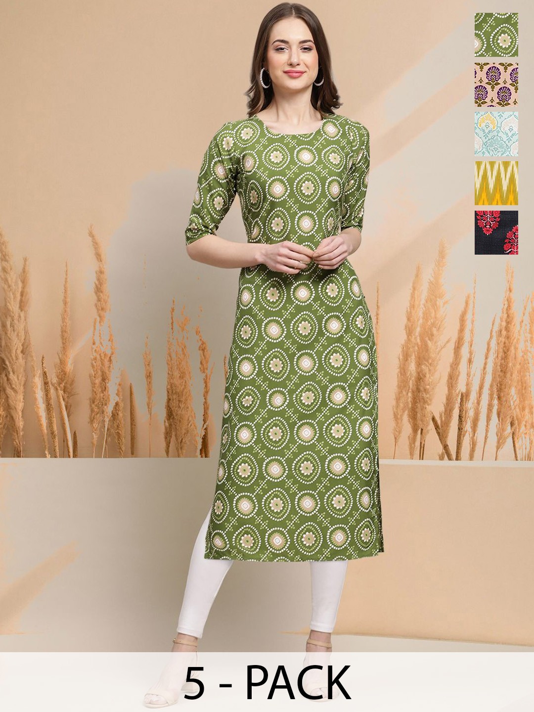 

7Threads Women Ethnic Motifs Printed Thread Work Floral Crepe Kurta, Multi