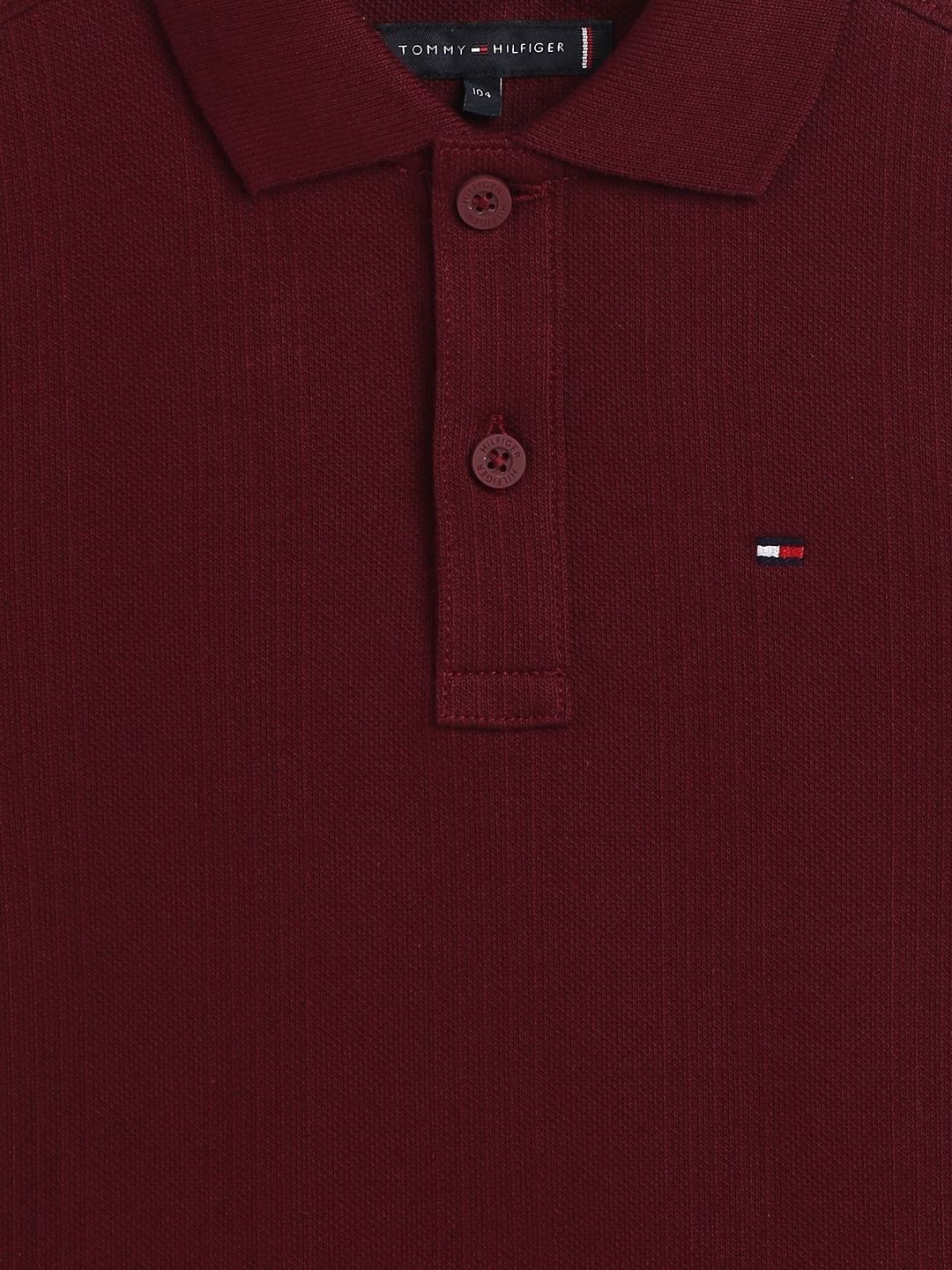 

Tommy Hilfiger Boys Solid Polo Collar Cotton T-shirt, Maroon