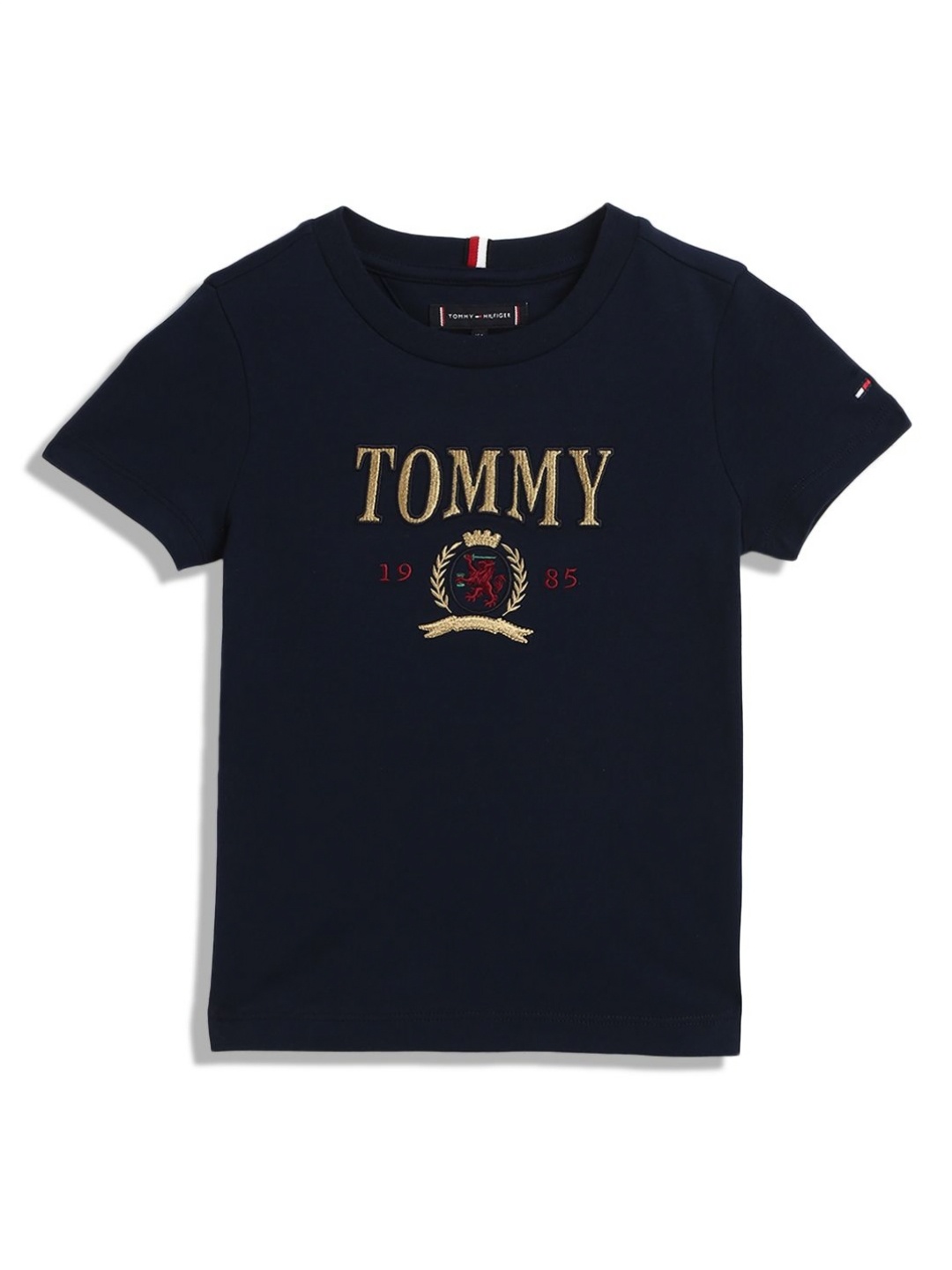 

Tommy Hilfiger Boys Typography Printed Round Neck Cotton T-shirt, Navy blue