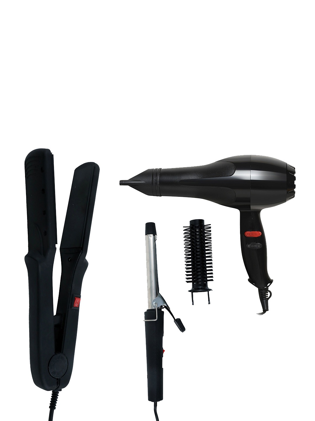 

NIRVANI Set Of 3 2800 Salon 2000 Watt Hair Dryer 522 Hair Straightener & 471 Hair Curler, Black