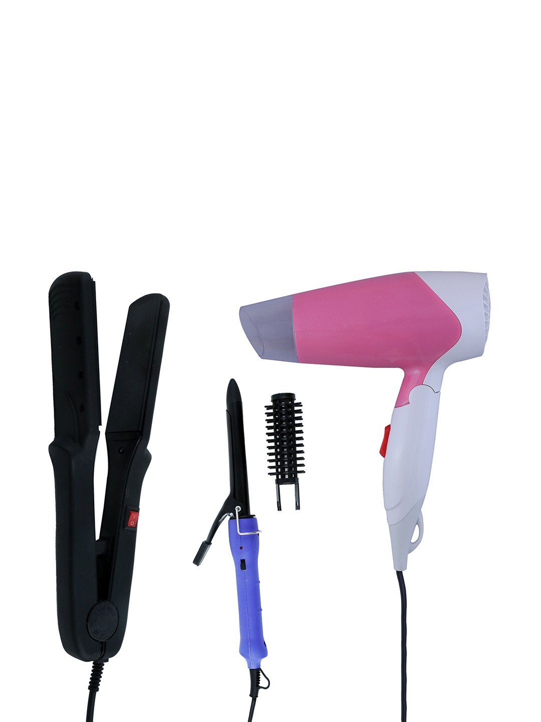 

NIRVANI Set Of 3 NV 1270 Hair Dryer With 522 Hair Straightener & 16B Iron Rod Hair Curler, Pink