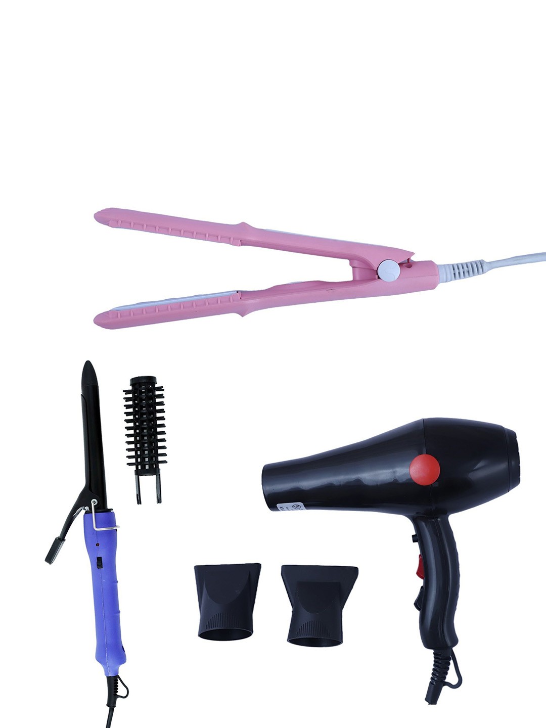 

NIRVANI Set Of 3 2888 1500 Watt Hair Dryer SX-8006 Hair Straightener & 16B Hair Curler, Black