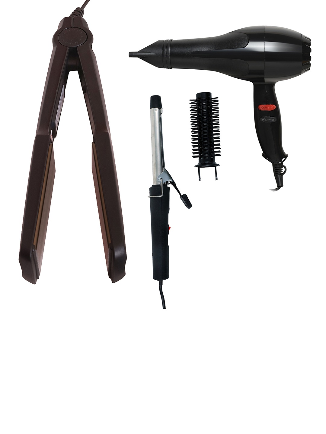 

NIRVANI 3 Pcs NV-6130 1800 Watt Hair Dryer 329 Hair Straightener & 471 Hair Curler, Black