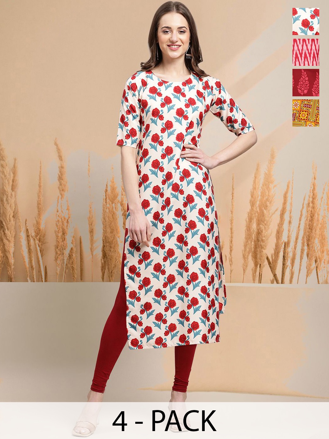 

7Threads Women Ethnic Motifs Printed Floral Crepe Kurta, Multi