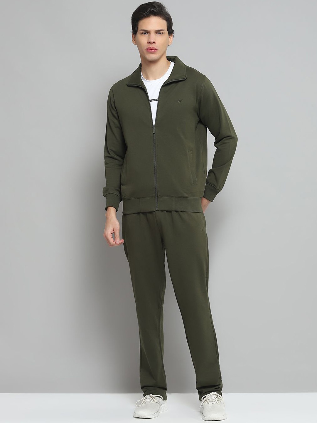

Cloak & Decker Men Mock Collar Tracksuits, Olive