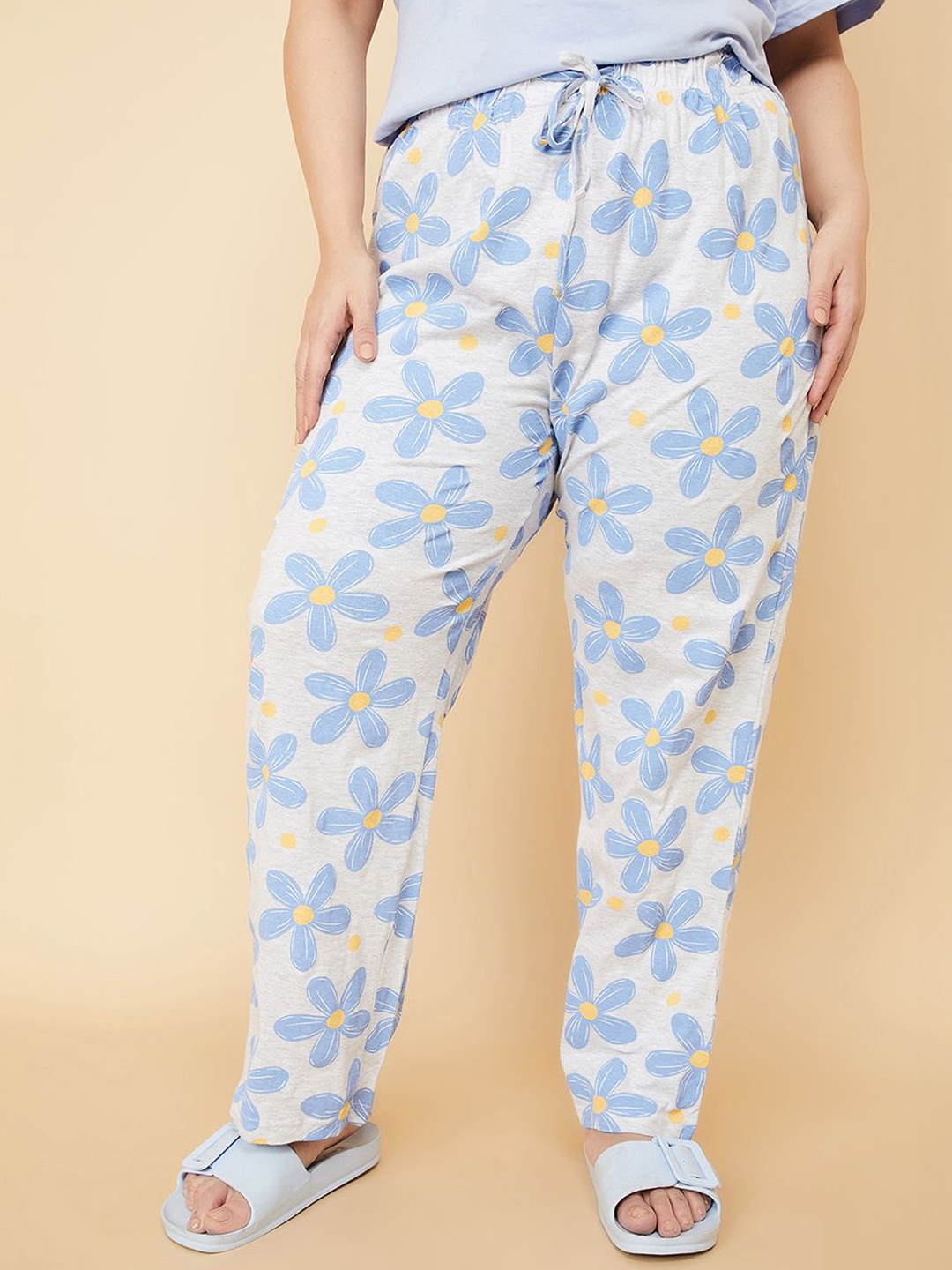 

max Floral Printed Straight-Leg Lounge Pants, Grey