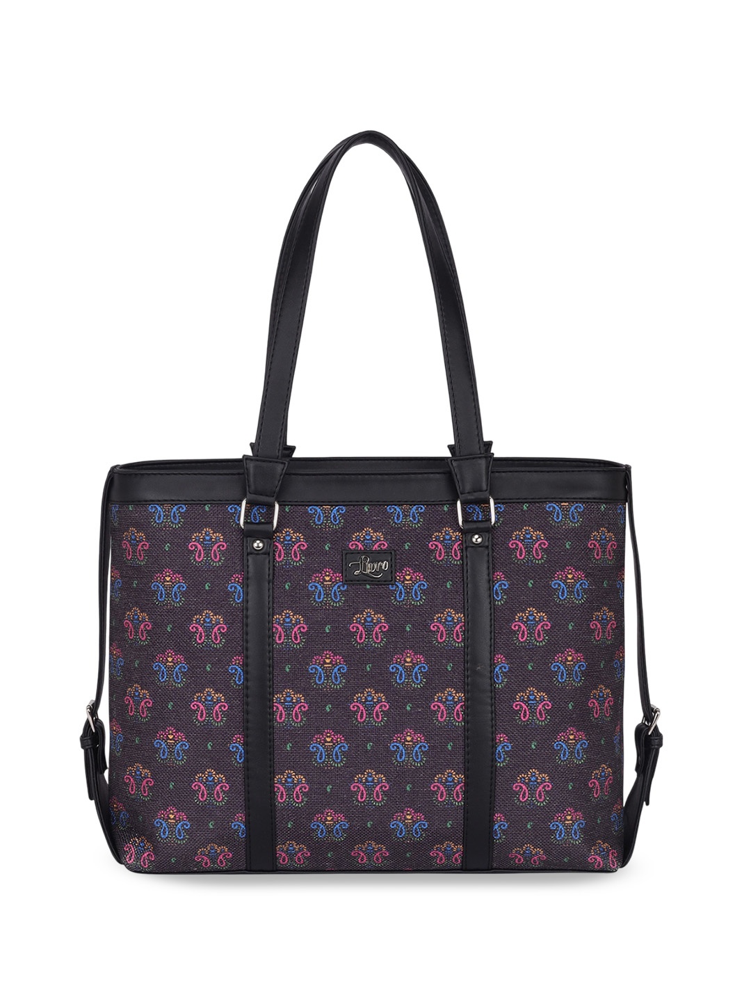 

LIVRO Women Floral Printed Structured Shoulder Bag, Black