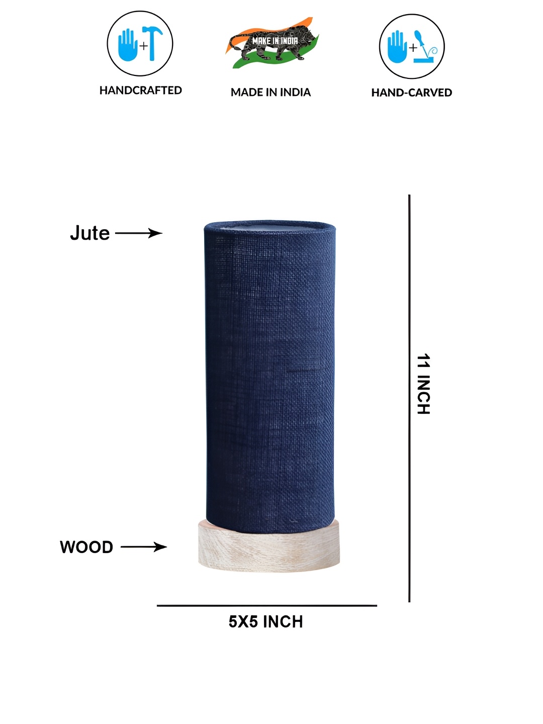 

Aura Blue Wood Traditional Cylindrical Shaped Table Lamp