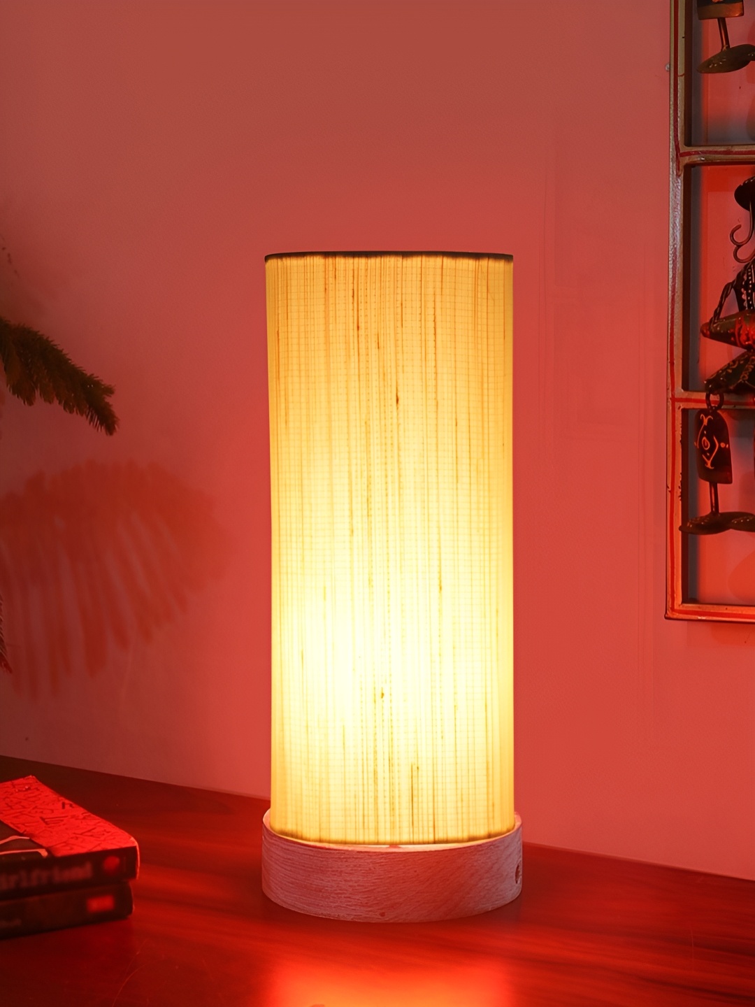 

Aura Off White Wood Cylindrical Shaped Table Lamp