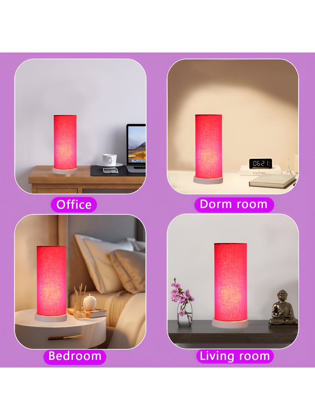 

Aura Red Cylindrical Shaped Cotton Table Lamp & Wooden Brushed Base