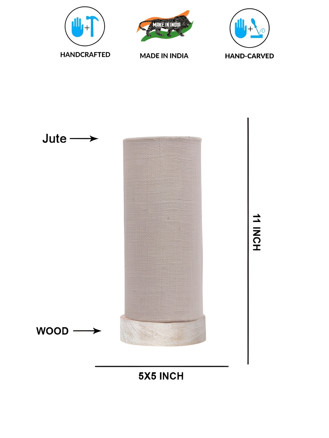

Aura White Textured Wood Cylindrical Shaped Table Lamp