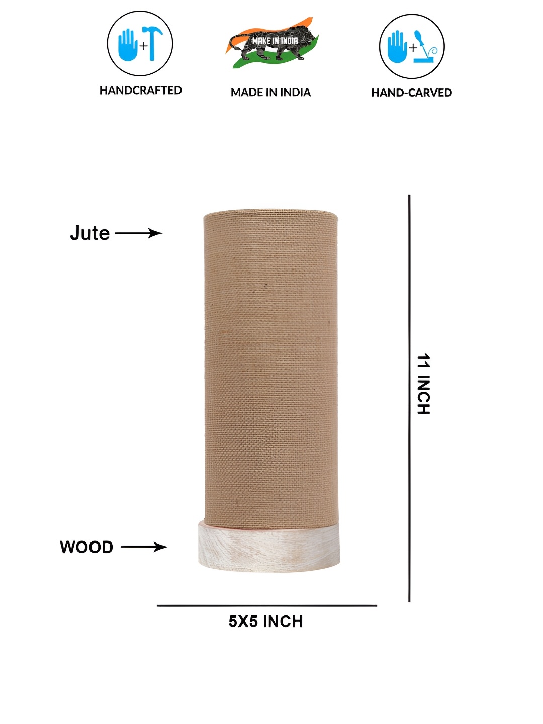 

Aura Beige Textured Wood Cylindrical Shaped Table Lamp
