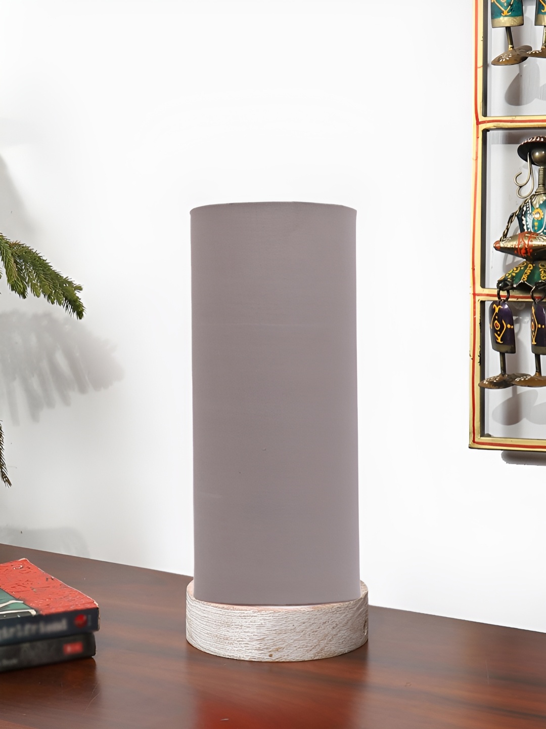 

Aura Grey Wood Cylindrical Shaped Table Lamp