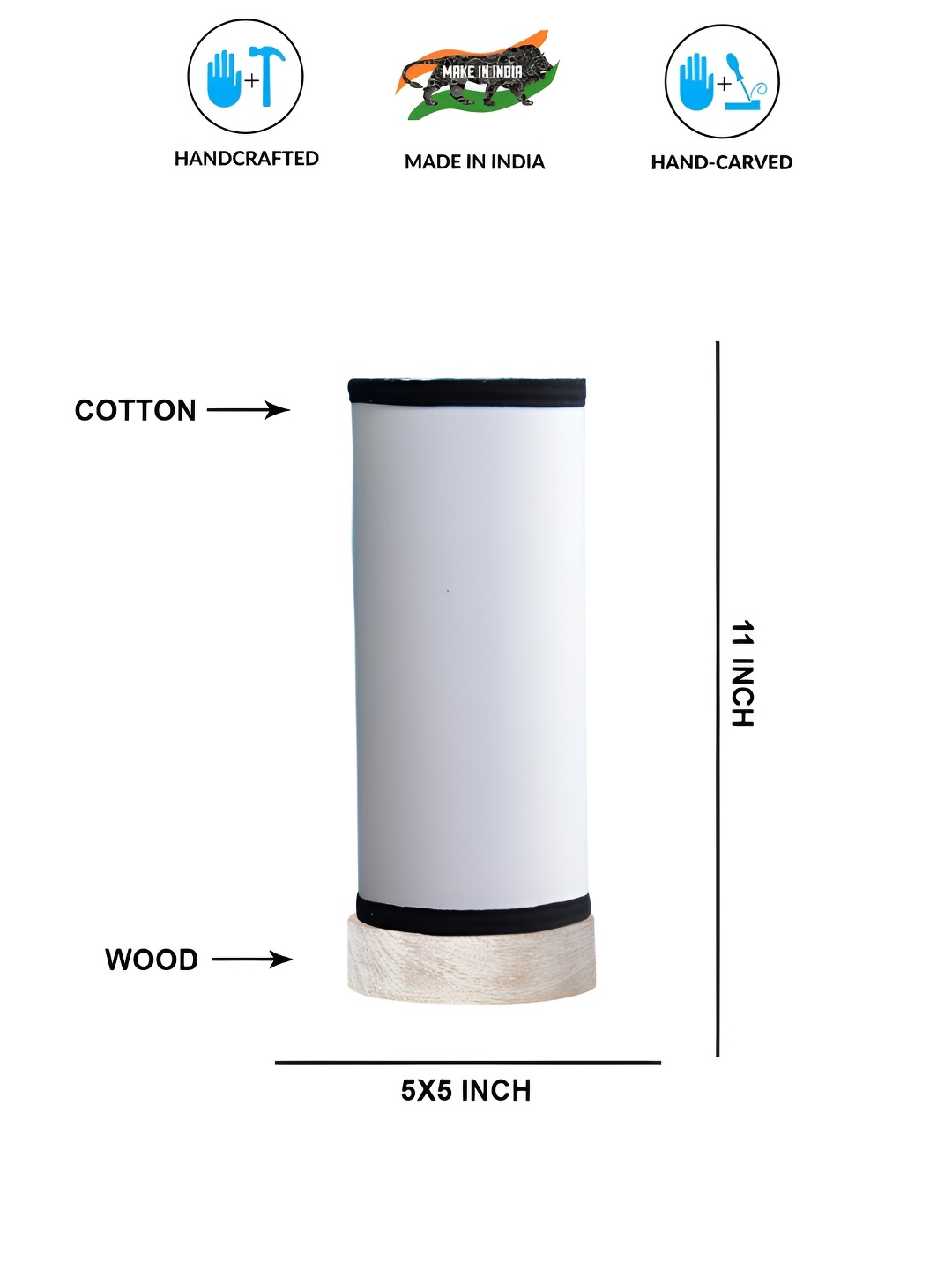 

Aura White Wood Traditional Cylindrical Shaped Table Lamp