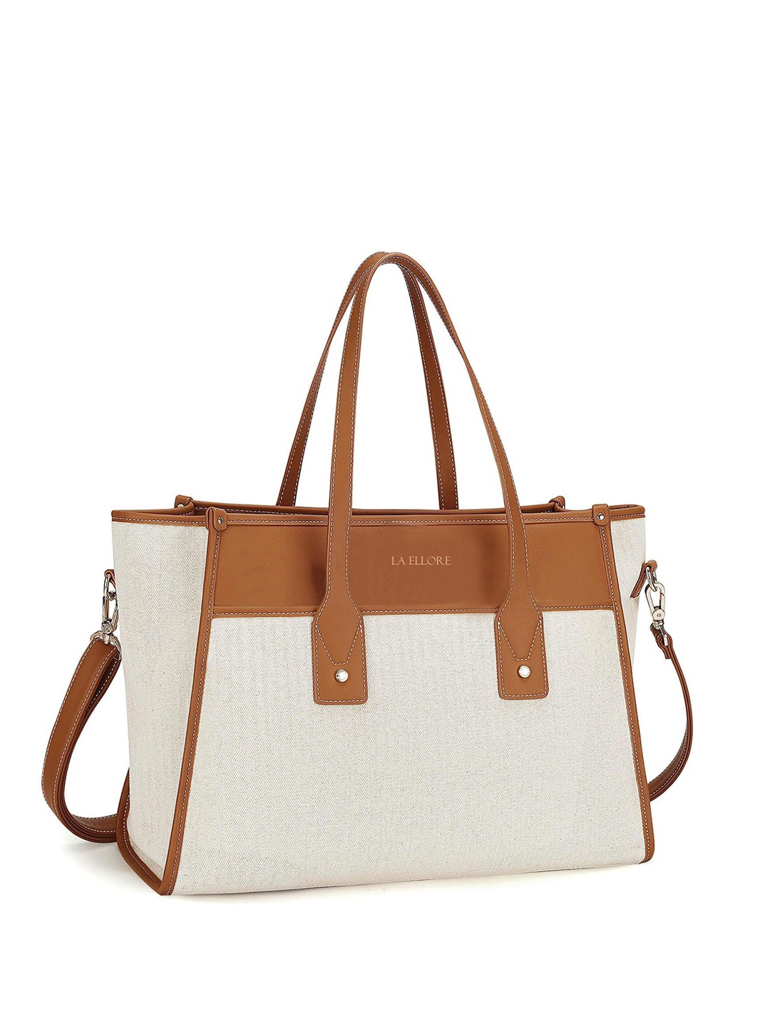 

LA ELLORE Women Textured Structured Shoulder Bag, Tan