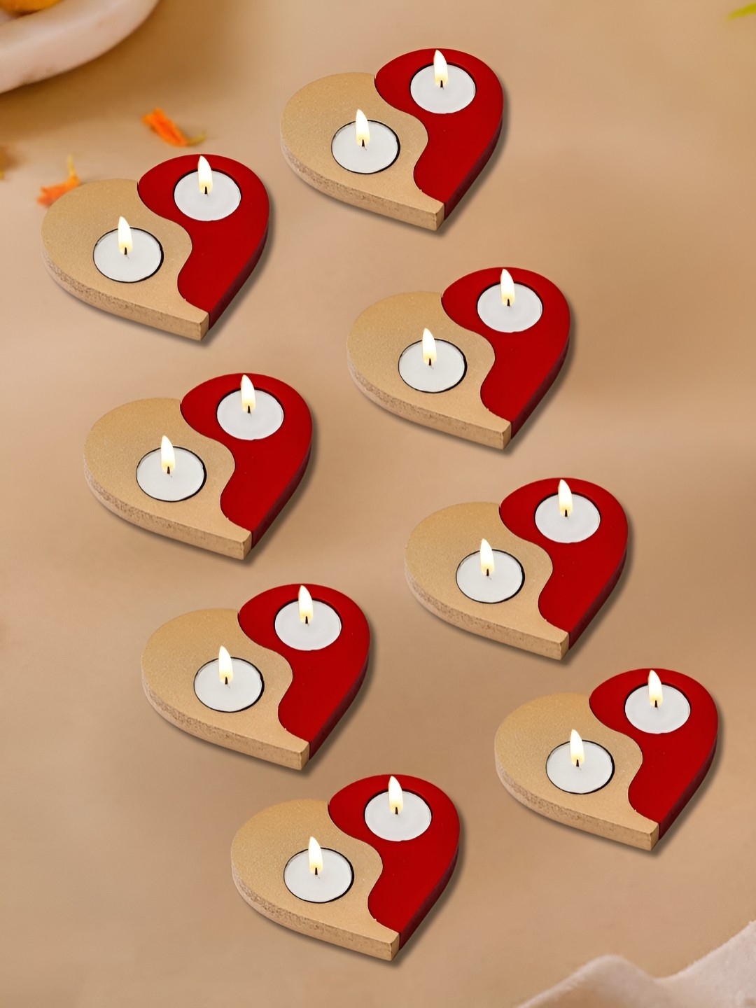 

eCraftIndia Red & Gold-Toned 8 Pieces Ceramic Candle Holder