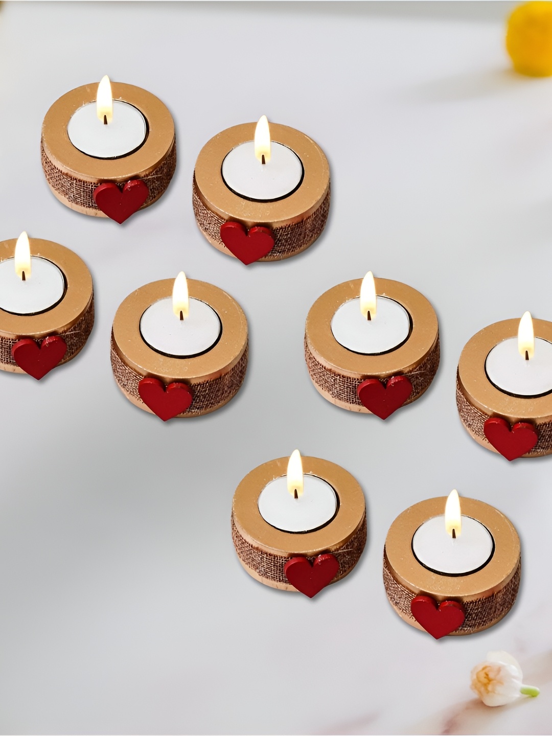 

eCraftIndia Brown & Red 8 Pieces Wooden Candle Holders