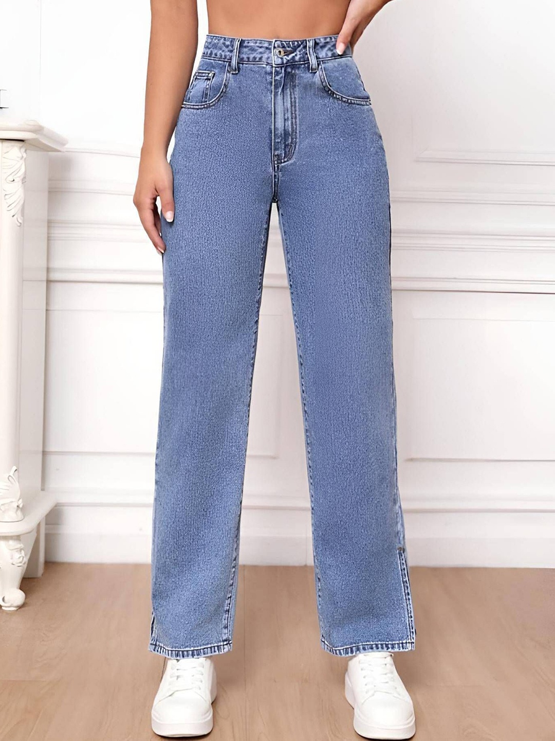 

MERCEL Women Straight Fit High-Rise Stretchable Jeans, Blue
