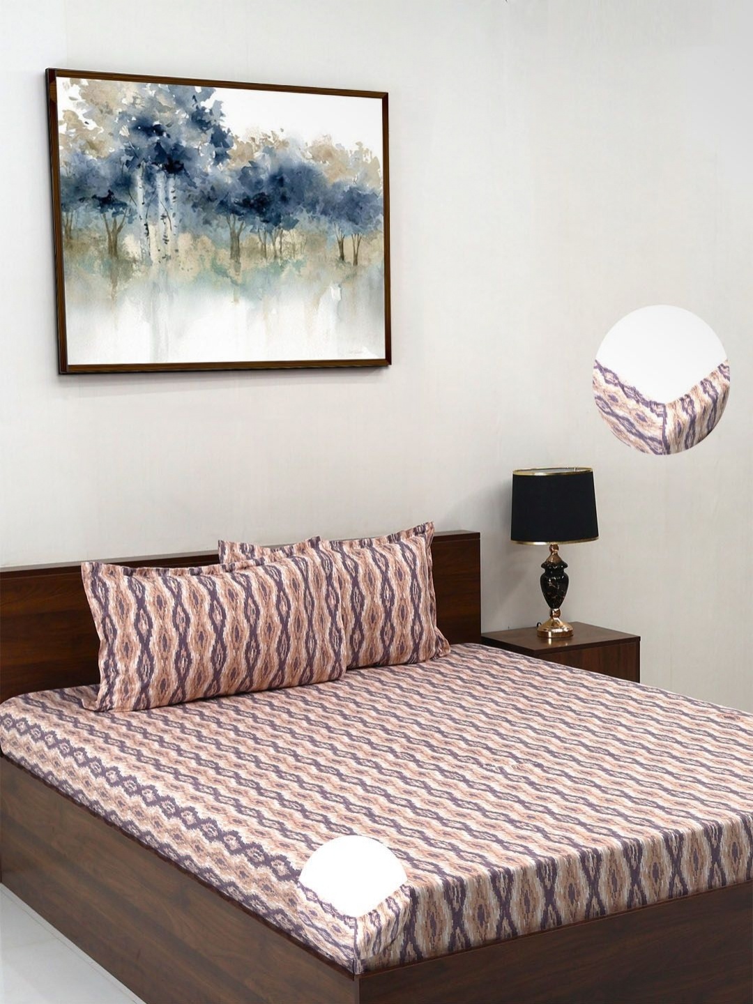 

Steve & Anderson Elevate Brown Printed 164 TC King Bedsheet Set 1.83 m X 1.98 m X 0.2 m