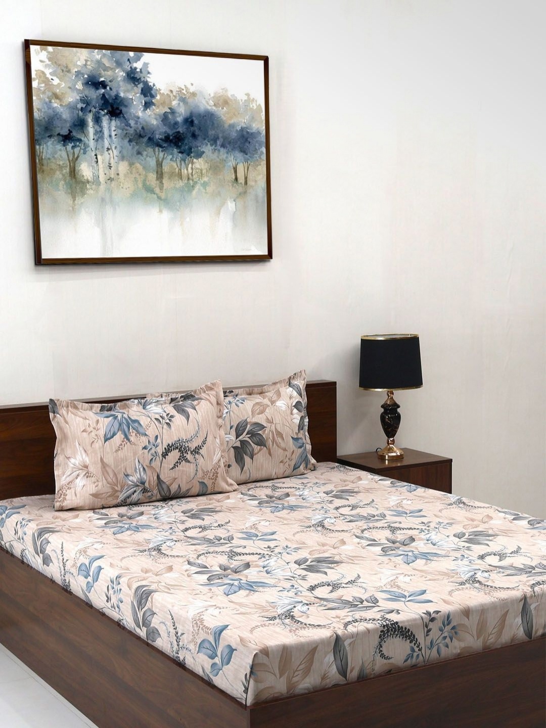 

Steve & Anderson Elevate Beige Printed 164 TC Queen Bedsheet Set 2.24 m x 2.54 m
